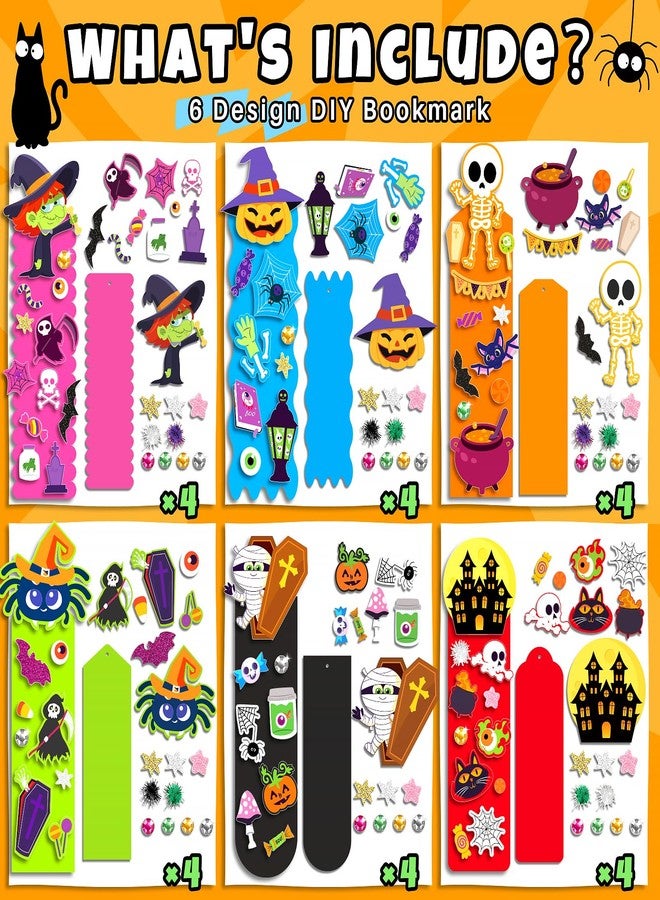 AuroTops 24 Pack Halloween Crafts for Kids,Halloween Bookmarks for Kids Party Favors DIY Bookmarks Kits Trick or Treat Gifts Goodie Bags Gifts Treat Bags Fillers Bulk Classroom Prizes Party Decoration - Image 2